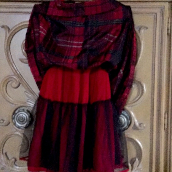 Pippa & Julie red plaid sparkly belted dress 6X - Picture 4 of 6